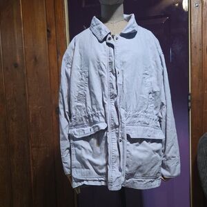 90s Style Light Blue Canvas Utility Jacket XXL Spring Jacket Cargo Pockets